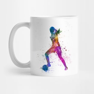 Girl playing soccer football player silhouette Mug